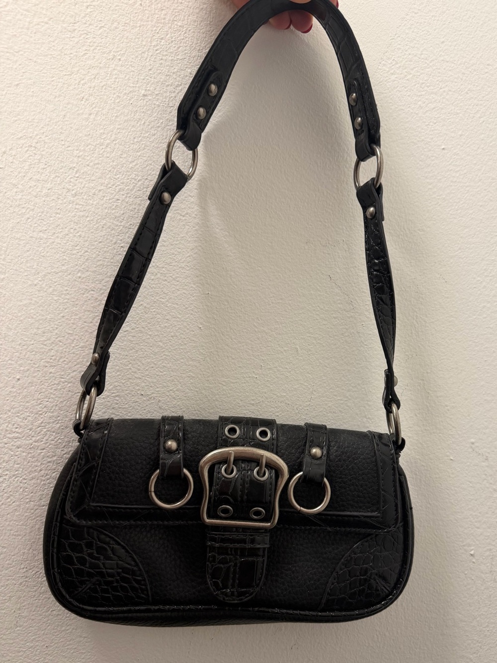 Urban Outfitters Black Shoulder Bag with Buckle Hardware